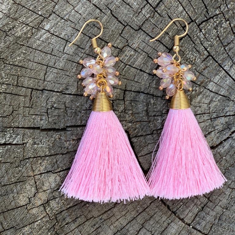 Tassel earrings, 3 inches long, handmade